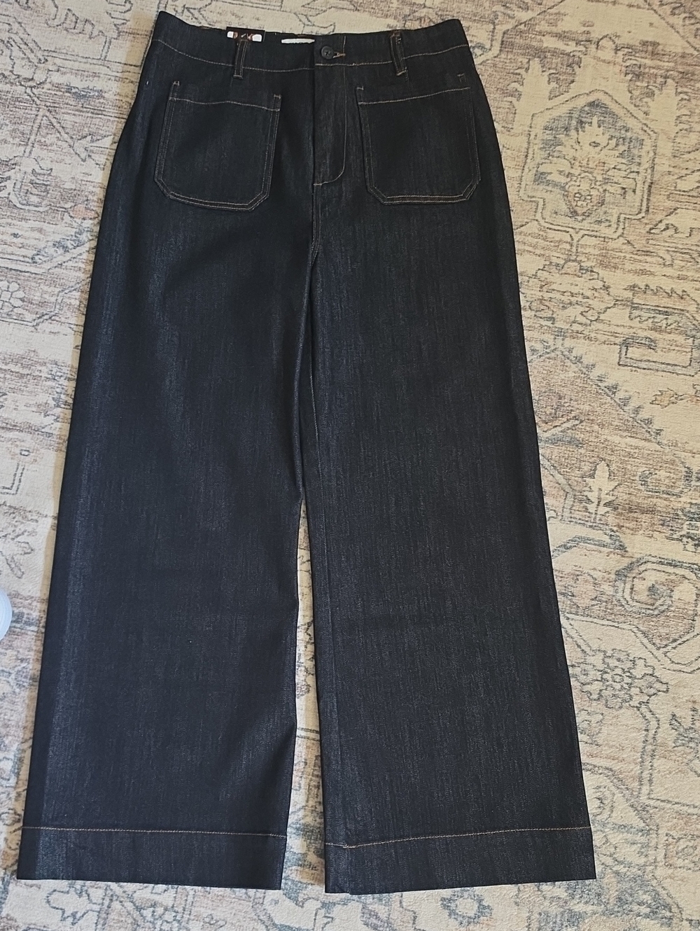 NWT Vigoss Women's Size 10 Wide-Leg Dark Blue Denim Jeans. Inseam 28"